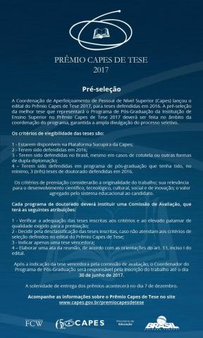 Prêmio CAPES de Tese: inscrições Abertas Prêmio CAPES de Tese: inscrições Abertas
